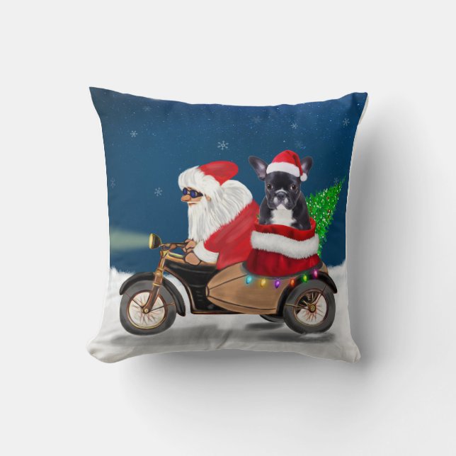 French Bulldog Christmas Santa Claus Throw Kissen (Vorderseite)