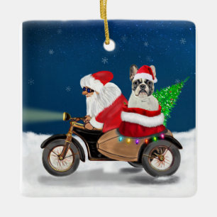 French Bulldog Christmas Santa Claus Throw Kissen Keramikornament
