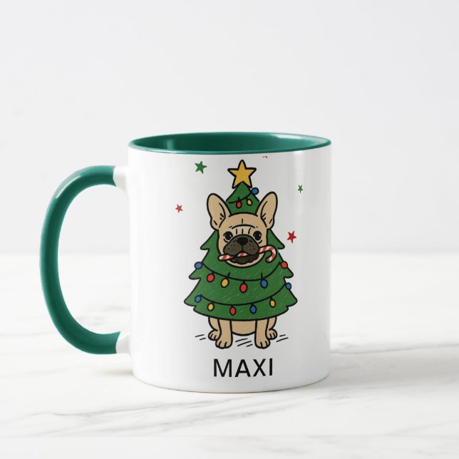 French Bulldog Christmas Tree Custom Name Tasse (Links)