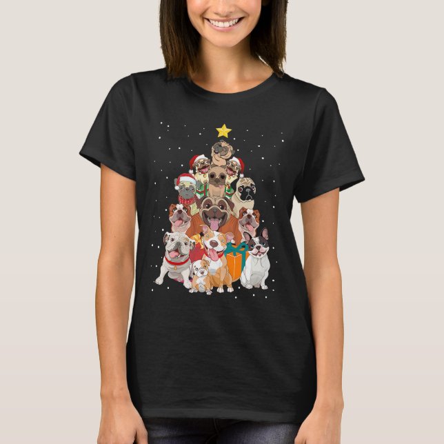 French Bulldog Christmas Tree Dog Niedlich für Boy T-Shirt (Vorderseite)