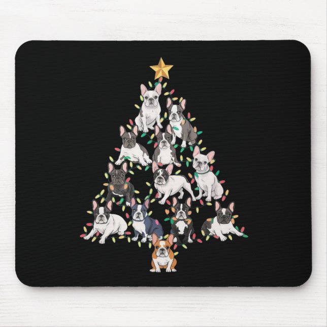 French Bulldog Christmas Tree Frenchie Dog Xmas Pa Mousepad (Vorne)