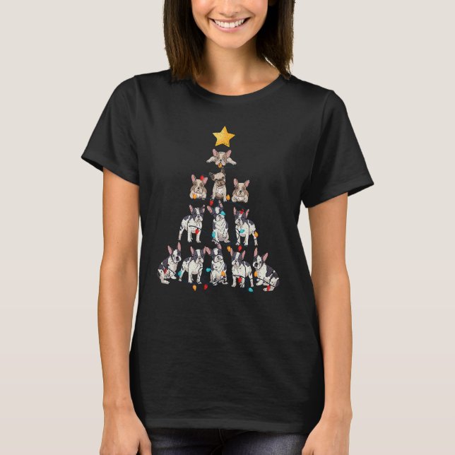 French Bulldog Christmas Tree Frenchie Dog Xmas PJ T-Shirt (Vorderseite)