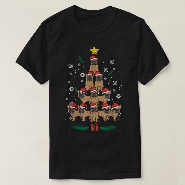 French Bulldog Christmas Tree Frenchie Dog Xmas PJ T-Shirt (Design vorne)