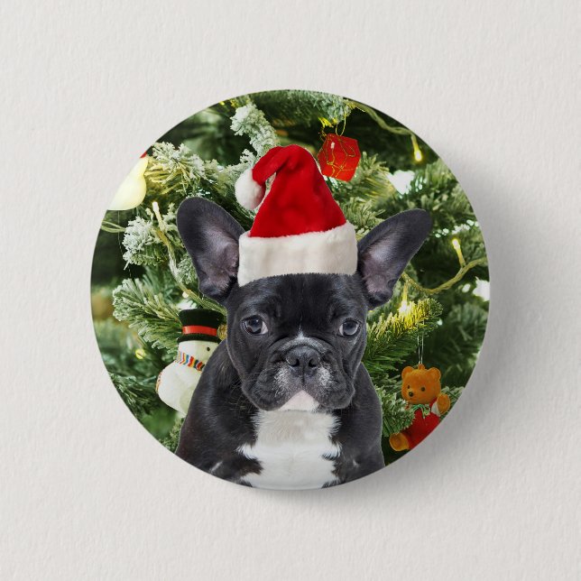 French Bulldog Christmas Tree Ornaments Snowman Button (Vorderseite)