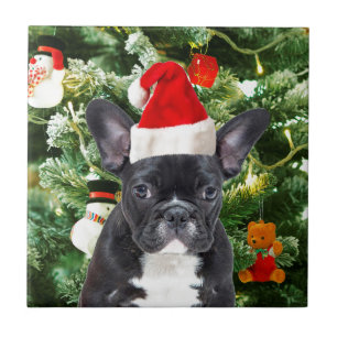 French Bulldog Christmas Tree Ornaments Snowman Fliese