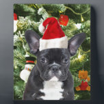 French Bulldog Christmas Tree Ornaments Snowman Fotoplatte<br><div class="desc">Niedlicher französischer Bulldogge mit Weihnachtsbaumschmuck Snow Man im Hintergrund.</div>