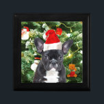 French Bulldog Christmas Tree Ornaments Snowman Geschenkbox<br><div class="desc">Niedlicher französischer Bulldogge mit Weihnachtsbaumschmuck Snow Man im Hintergrund.</div>