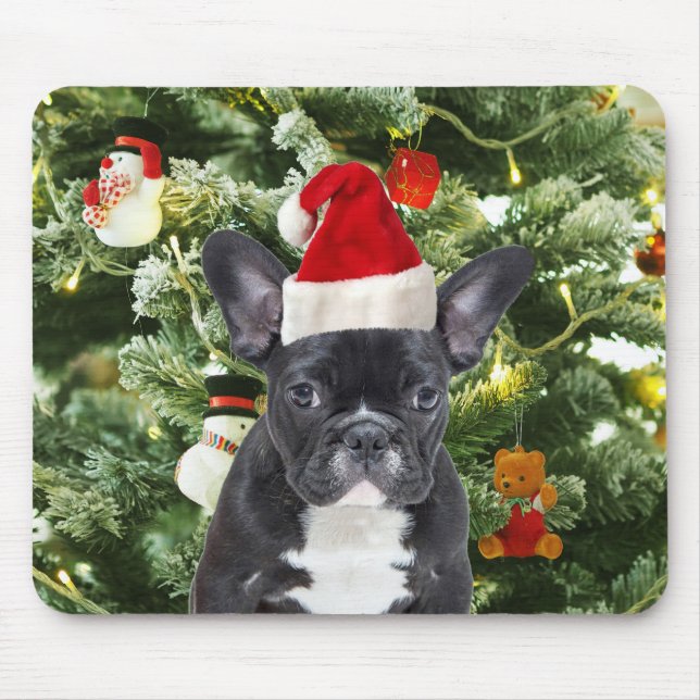 French Bulldog Christmas Tree Ornaments Snowman Mousepad (Vorne)