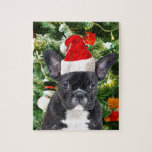 French Bulldog Christmas Tree Ornaments Snowman Puzzle<br><div class="desc">Niedlicher französischer Bulldogge mit Weihnachtsbaumschmuck Snow Man im Hintergrund.</div>