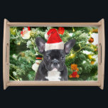 French Bulldog Christmas Tree Ornaments Snowman Serviertablett<br><div class="desc">Französische Bulldogge Weihnachtsbaumschmuck Snowman Serviertablett. Niedlicher französischer Bulldog mit Weihnachten Baum Ornamente Schneemann im Hintergrund Foto Serviertablett.</div>