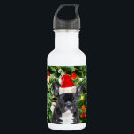 French Bulldog Christmas Tree Ornaments Snowman Trinkflasche<br><div class="desc">Französische Bulldogge Weihnachtsbaumschmuck Snowman Wasserflasche. Niedlicher französischer Bulldogge mit Weihnachtsbaumschmuck Snow Man im Hintergrund.</div>