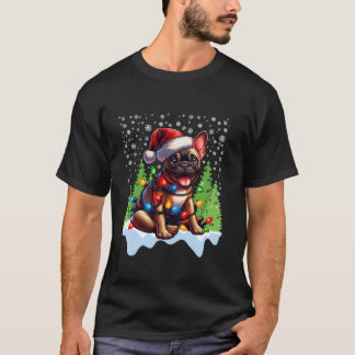 French Bulldog Christmas Weihnachtsmannmütze Light T-Shirt