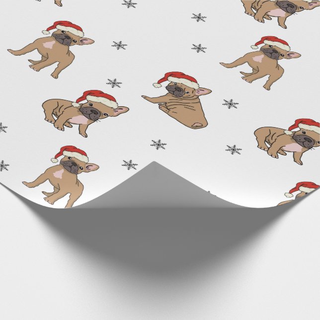 French Bulldog Christmas Wrapping Paper Geschenkpapier (Ecke)