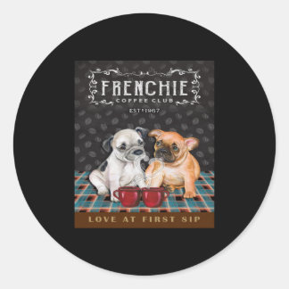 French Bulldog Coffee Club Runder Aufkleber