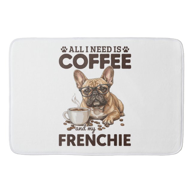 French Bulldog Coffee Frenchie Dog Badematte (Vorderseite)