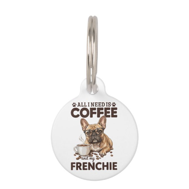 French Bulldog Coffee Frenchie Dog Haustiermarke (Vorderseite)