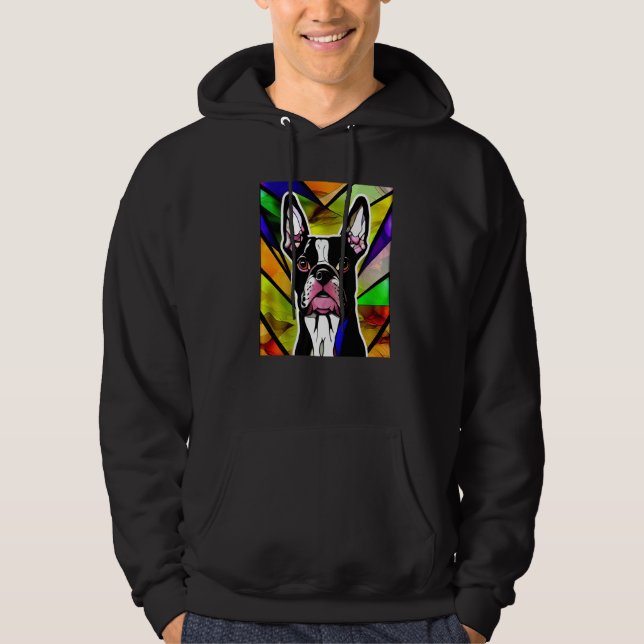 French Bulldog - Colorful Stained Glass Pop Art Pr Hoodie (Vorderseite)