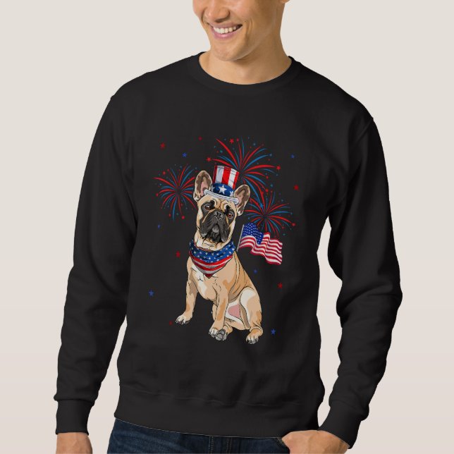 French Bulldog Costume American Flag 4th Of July F Sweatshirt (Vorderseite)