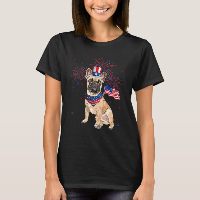 French Bulldog Costume American Flag 4th Of July F T-Shirt (Vorderseite)