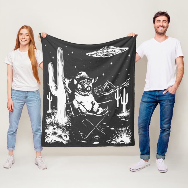 French Bulldog Cowboy UFO Fleecedecke (Beispiel)