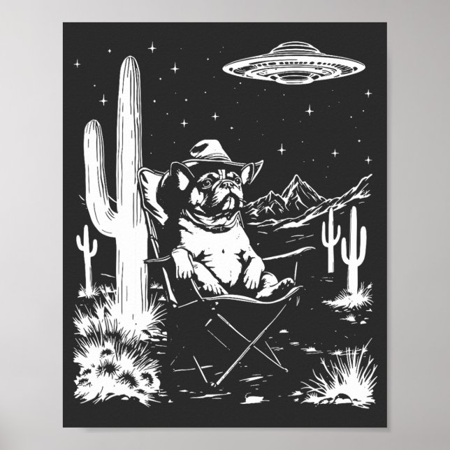 French Bulldog Cowboy UFO Poster (Vorne)