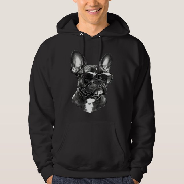 French Bulldog Cute Frenchie Wearing Sunglasses Hoodie (Vorderseite)