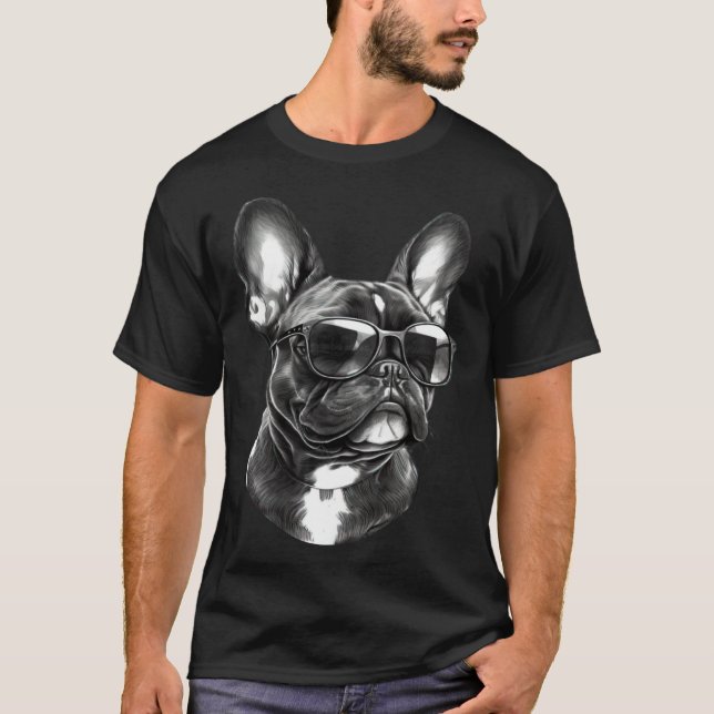 French Bulldog Cute Frenchie Wearing Sunglasses T-Shirt (Vorderseite)