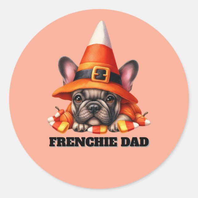French Bulldog Cute Halloween Candy Costume Runder Aufkleber (Vorderseite)
