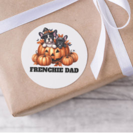 French Bulldog Dad Halloween Pumpkins Runder Aufkleber