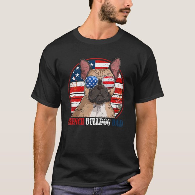 French Bulldog Dad Retro American Flag Patriotic S T-Shirt (Vorderseite)