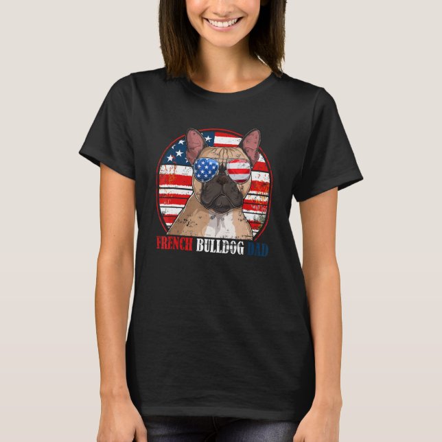 French Bulldog Dad Retro American Flag Patriotic S T-Shirt (Vorderseite)