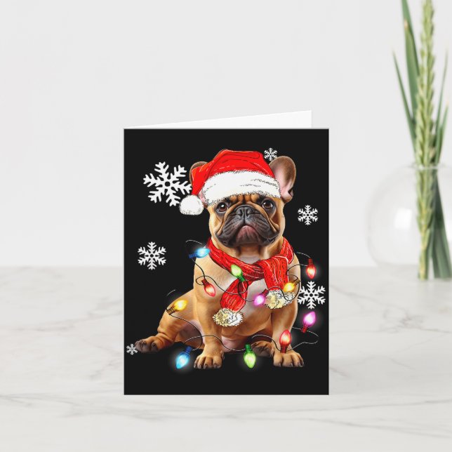 French Bulldog Dog Christmas Light Pajama Pet Xmas Karte (Vorderseite)