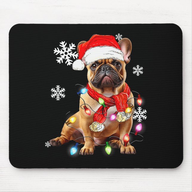French Bulldog Dog Christmas Light Pajama Pet Xmas Mousepad (Vorne)