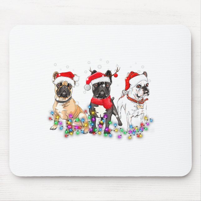 French Bulldog Dog Christmas Lights Cute Pet Match Mousepad (Vorne)