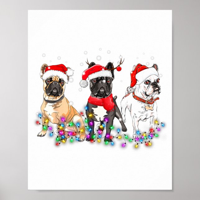 French Bulldog Dog Christmas Lights Cute Pet Match Poster (Vorne)