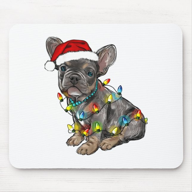 French Bulldog Dog Christmas Lights Santa Xmas Pet Mousepad (Vorne)