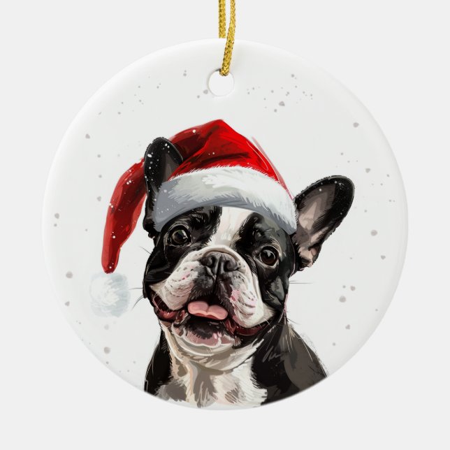 French Bulldog Dog Christmas Personalized Keramik Ornament (Vorne)