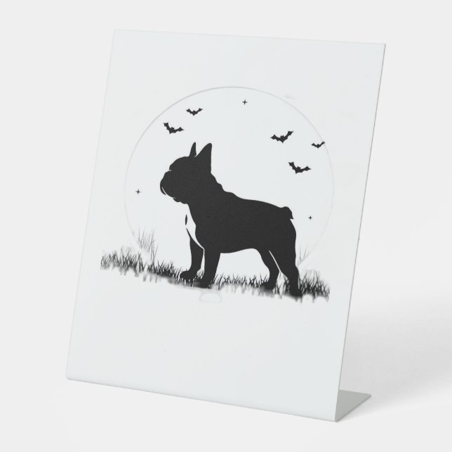 French Bulldog Dog � Halloween Moon Silhouette Ove Sockelschild (Vorderseite)