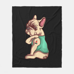 French Bulldog Dog I Love Mom Tattoo Lover Gift Fleecedecke