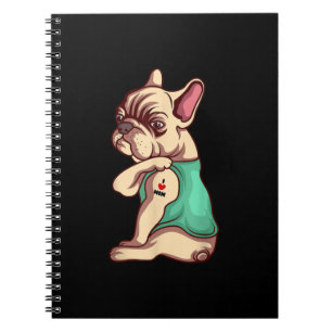 French Bulldog Dog I Love Mom Tattoo Lover Gift Notizblock