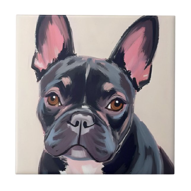 French Bulldog Dog Painting Fliese (Vorderseite)