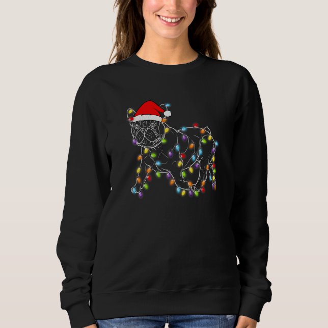 French Bulldog Dog Tree Christmas Lights Xmas Paja Sweatshirt (Vorderseite)