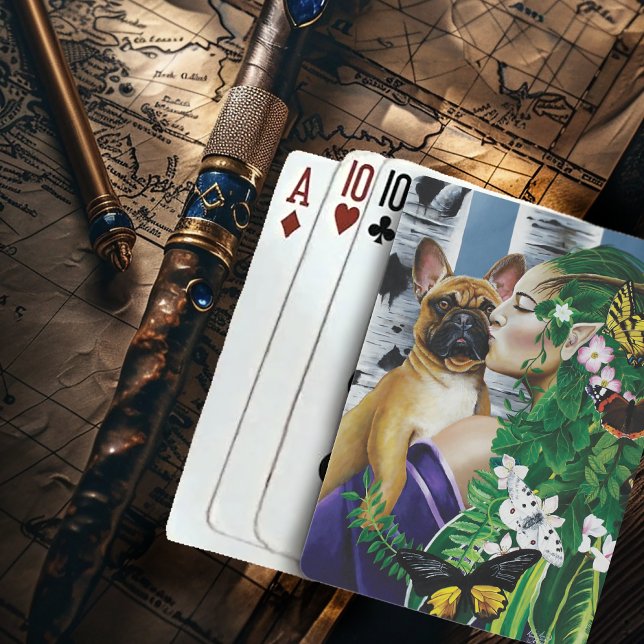 French Bulldog Dryad Fantasy Spielkarten (Von Creator hochgeladen)