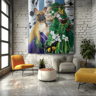 French Bulldog Dryad Fantasy Wandteppich