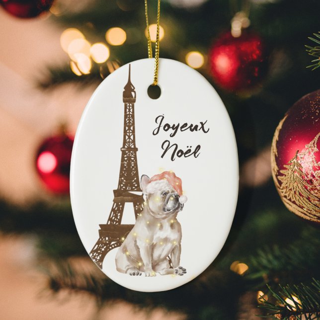 French Bulldog Eiffel Tower Foto Paris Weihnachten Keramik Ornament (Von Creator hochgeladen)