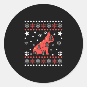 French Bulldog Eigentümer von Christmas Dog Patter Runder Aufkleber