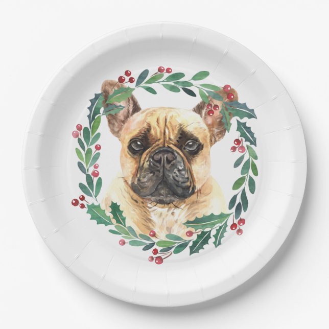 French Bulldog Elegante Dog Weihnachtsfeiertag Pappteller (Vorderseite)