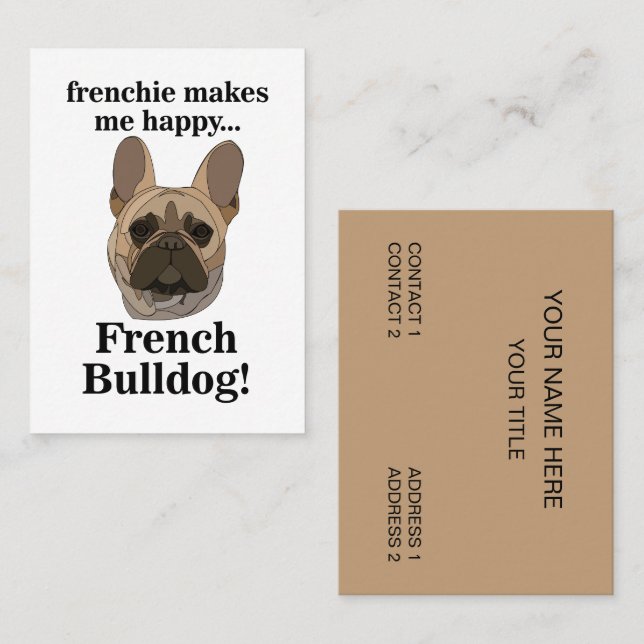 French Bulldog Face Frenchie Dog Groomer Visitenkarte (Vorne/Hinten)