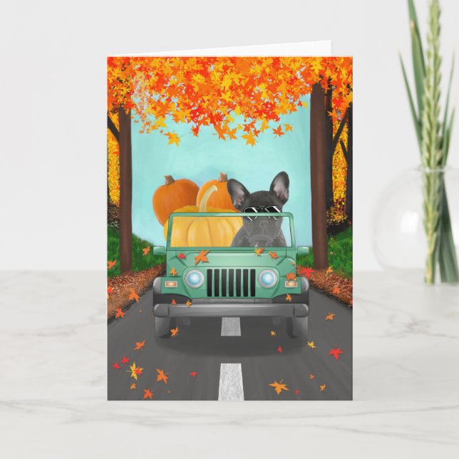 French Bulldog Fall Pumpkin Karte (Vorderseite)