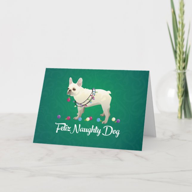 French Bulldog Feliz Naughty Dog Weihnachten (Vorderseite)
